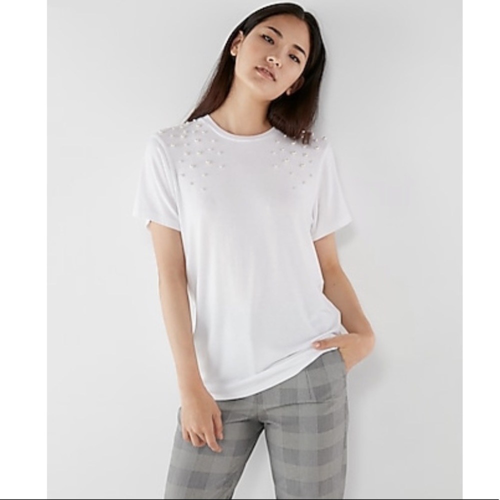 Pearl Embellished Girlfriend Tee